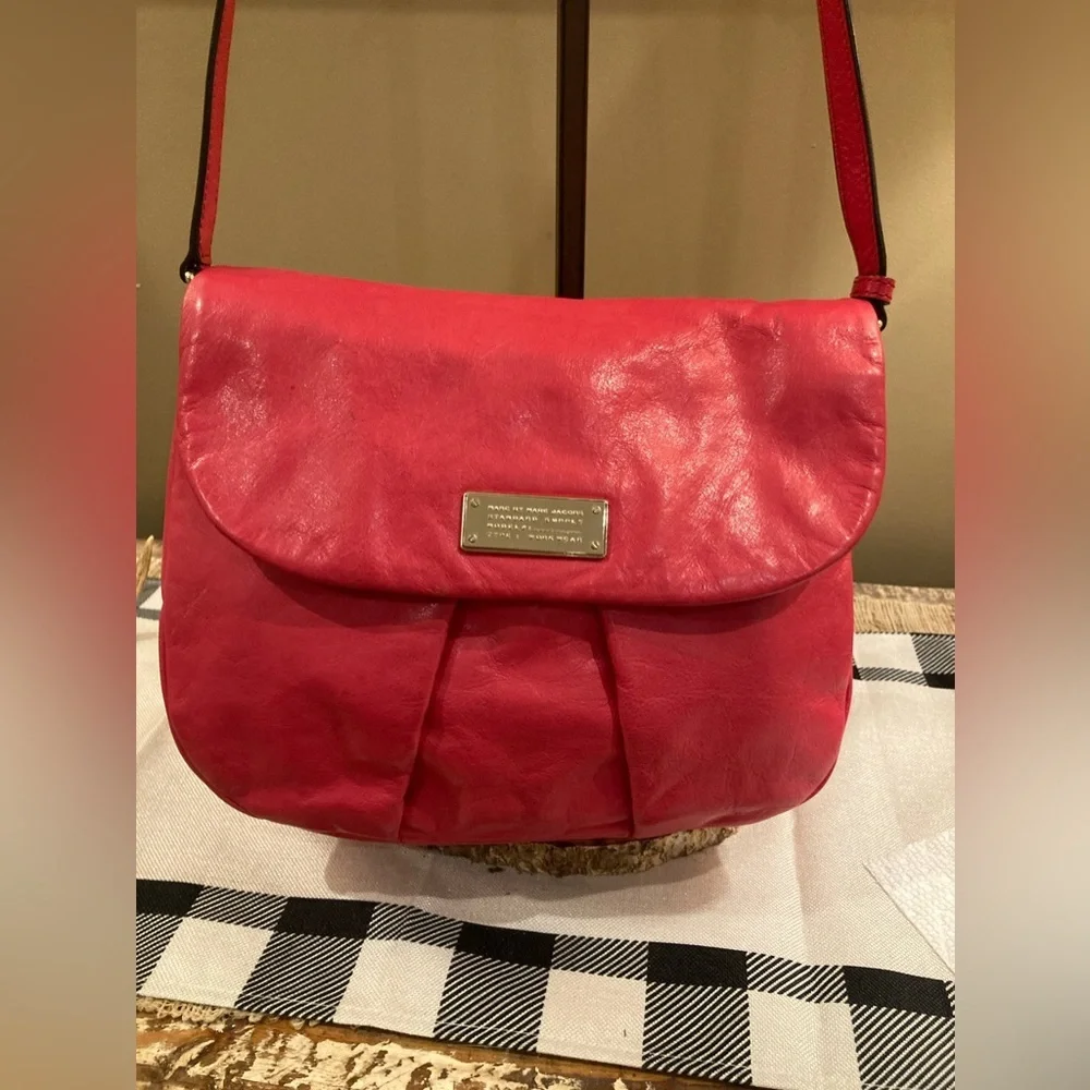 Marc Jacobs Leather MARChive‎ Crossbody Front Flap Bag $398 Shoulder Purse Pink